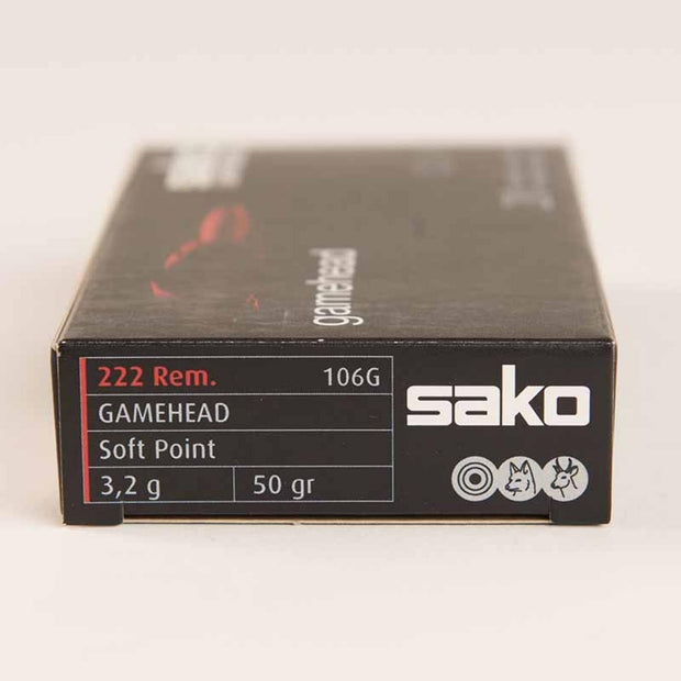 SAKO  .222 Rem 50gr (3.2g) SP Gamehead Ammo (20pk)(106G)