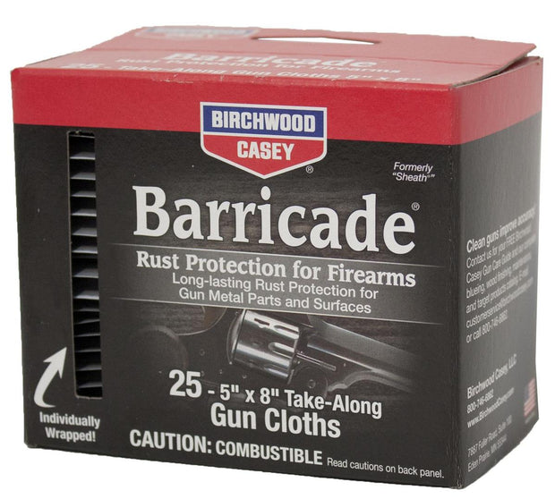 Birchwood Casey Barricade Rust Protection Take-Alongs 25 wipes