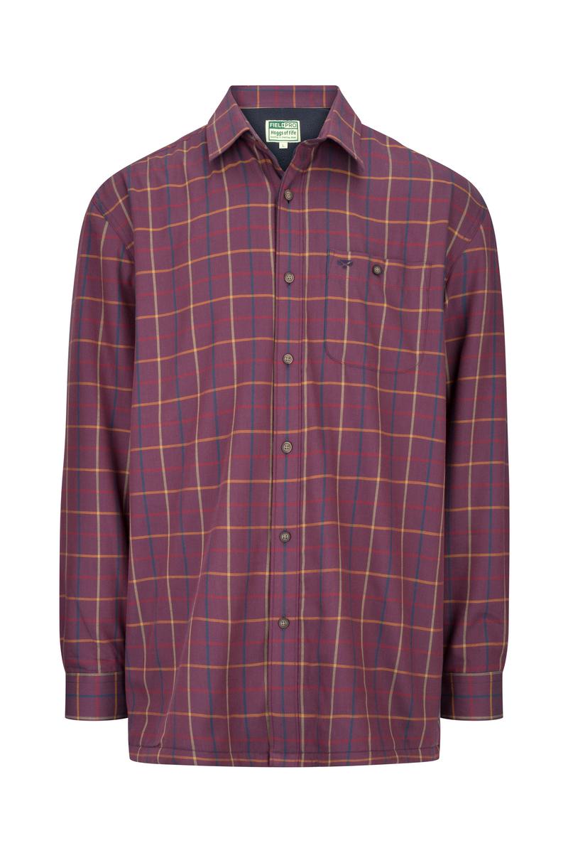 Hoggs of Fife Bramble Micro-Fleece Lined Shirt Wine Check – view 2