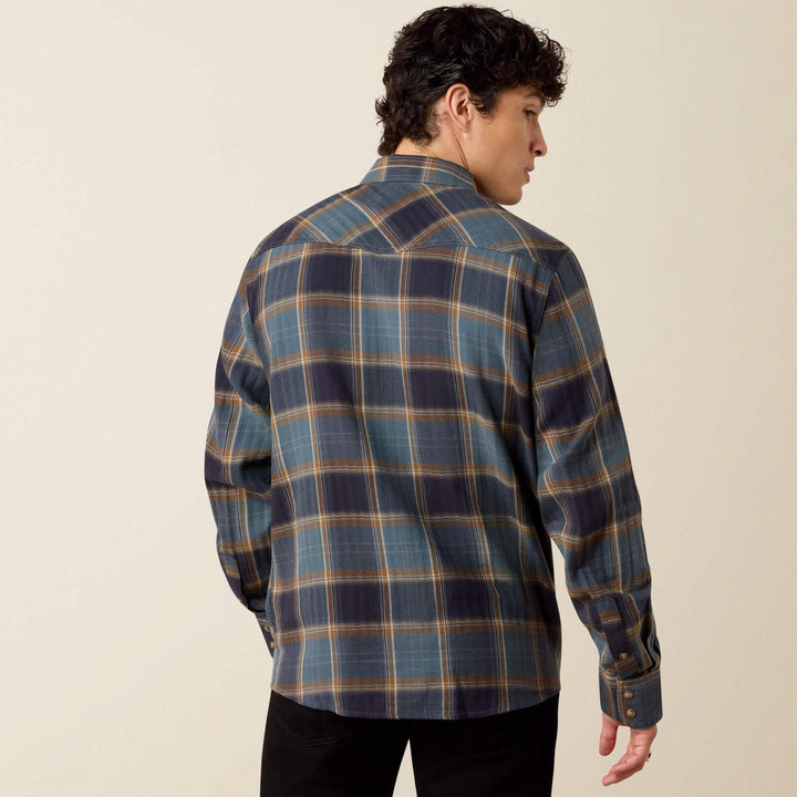 Ariat Mens Retro Harbert Fitted Long Sleeve Snap Shirt Inkpld – view 2