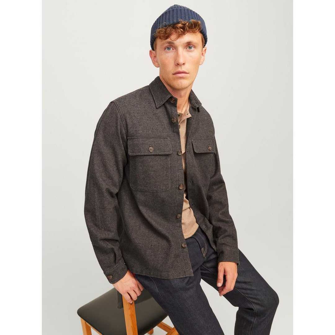 Jack & Jones Raymond Melange Long Sleeve Shirt Slate Black