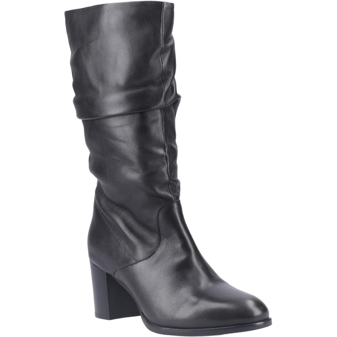 Cosima Lthr Ruched Boot Black Leather
