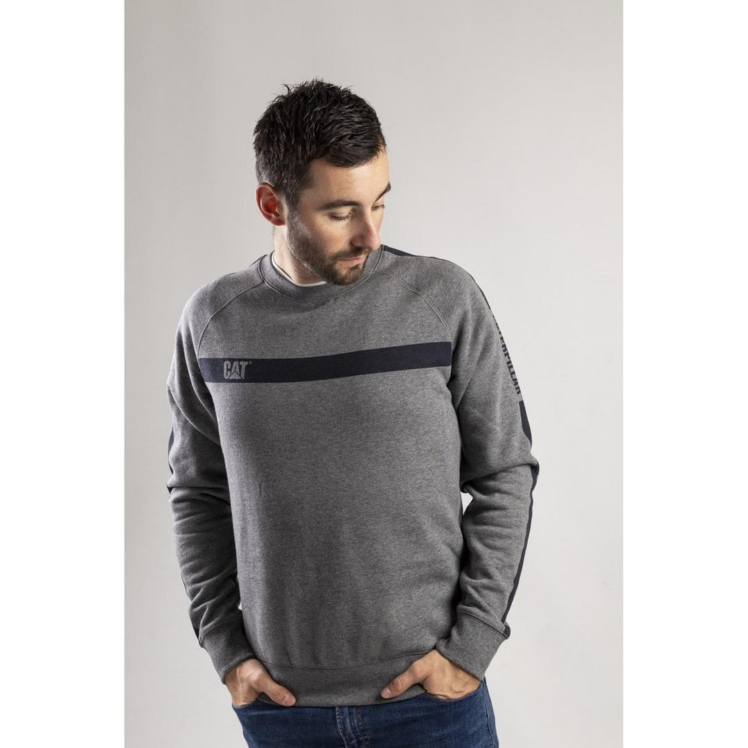 Caterpillar Icon Stripe Crew Neck Sweater Dark Heather