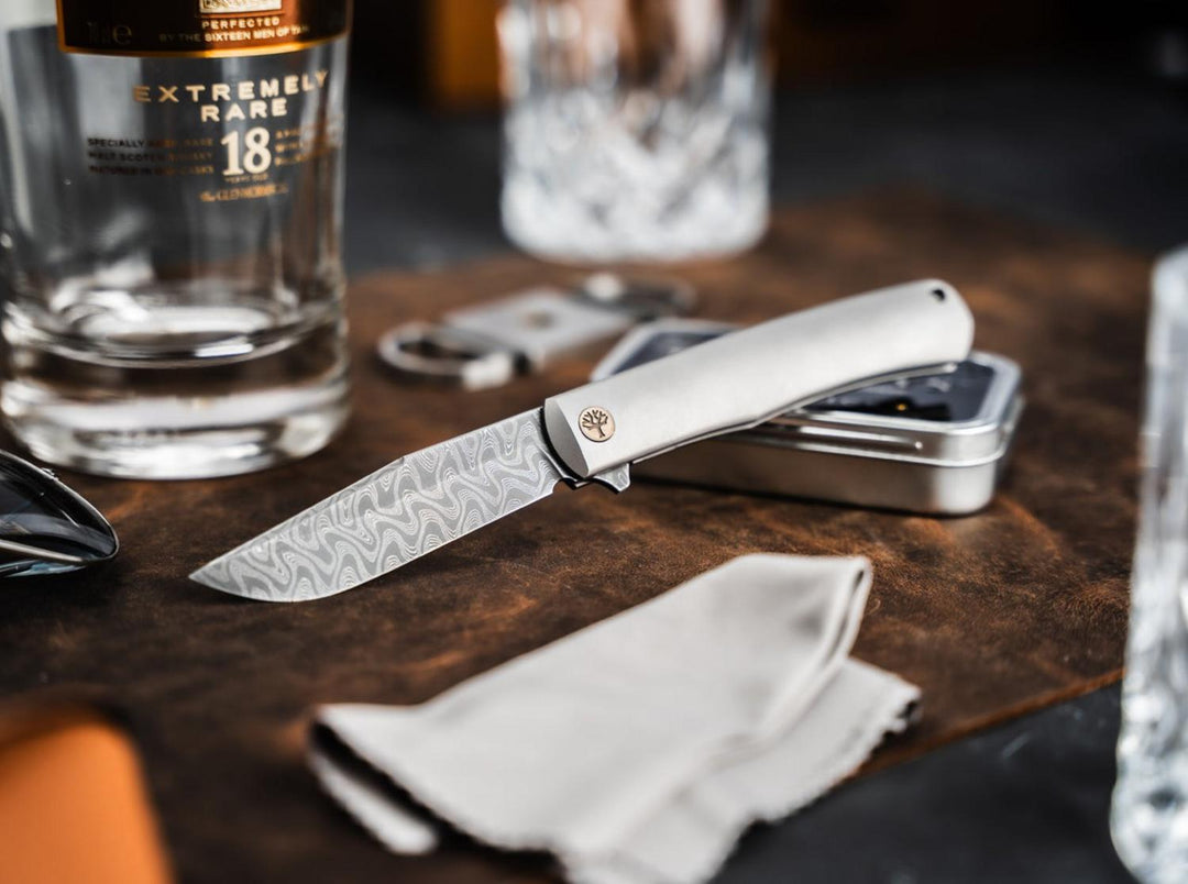 Böker Damast Annual Knife 2025 Titanium Folding Knife