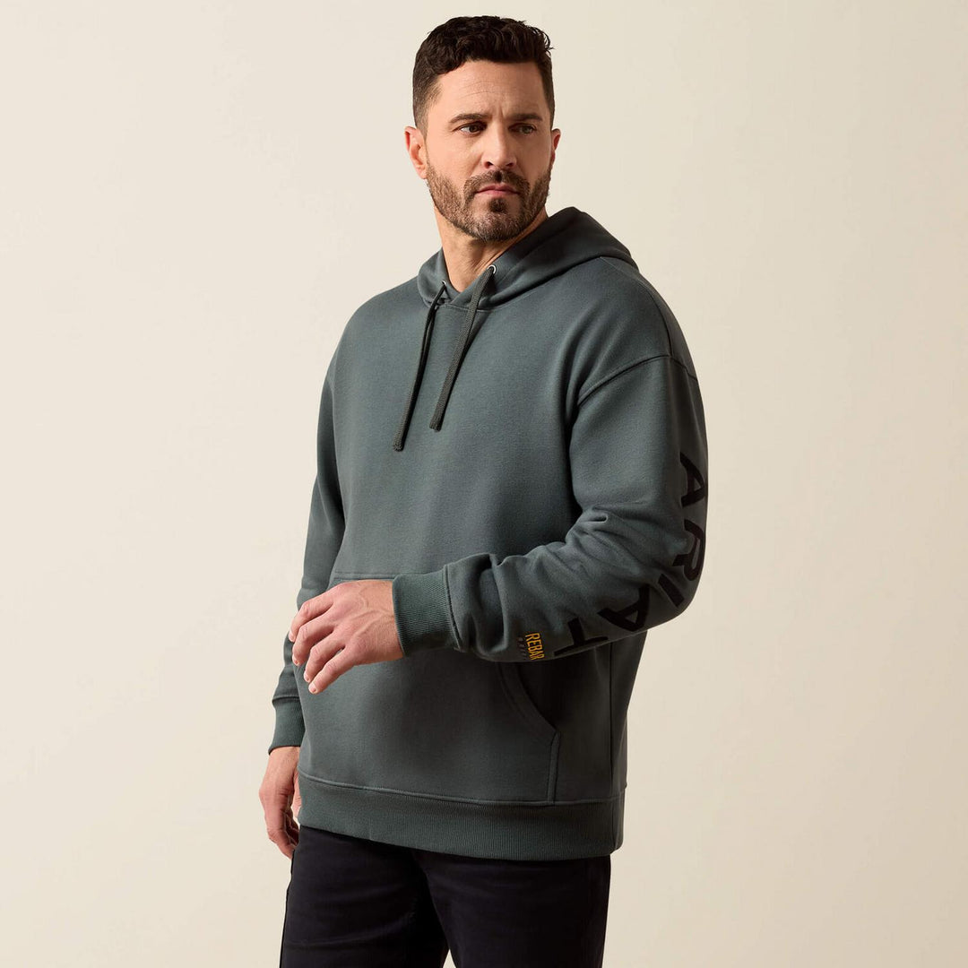 Ariat Mens Rebar Workman Graphic Hoodie Stlgrn/blk