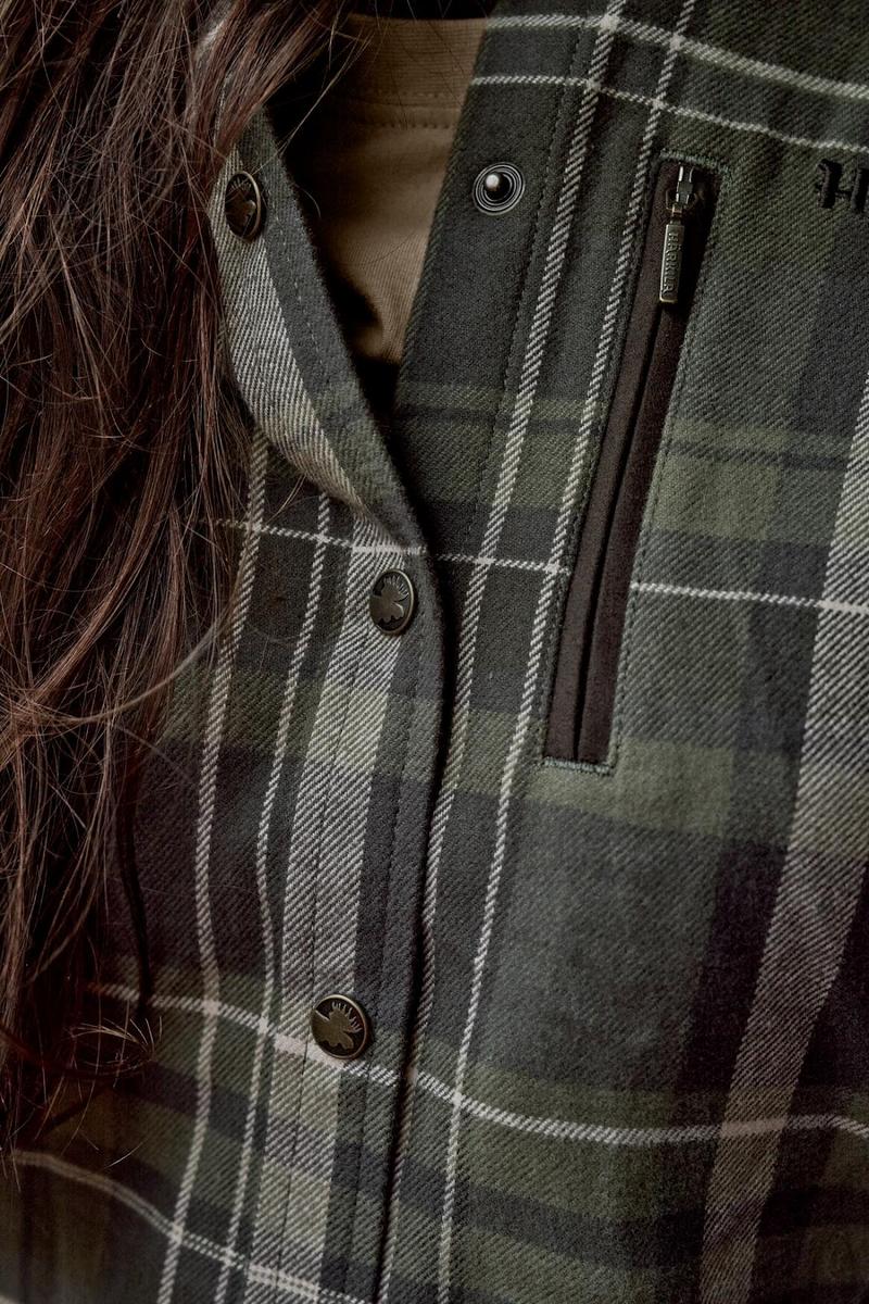 Harkila Pajala L/S shirt W Olive check