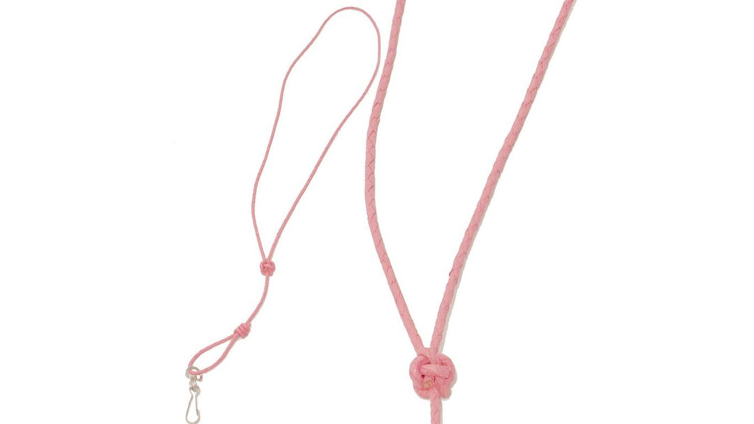 Bisley Pink Plaited Leather Lanyard