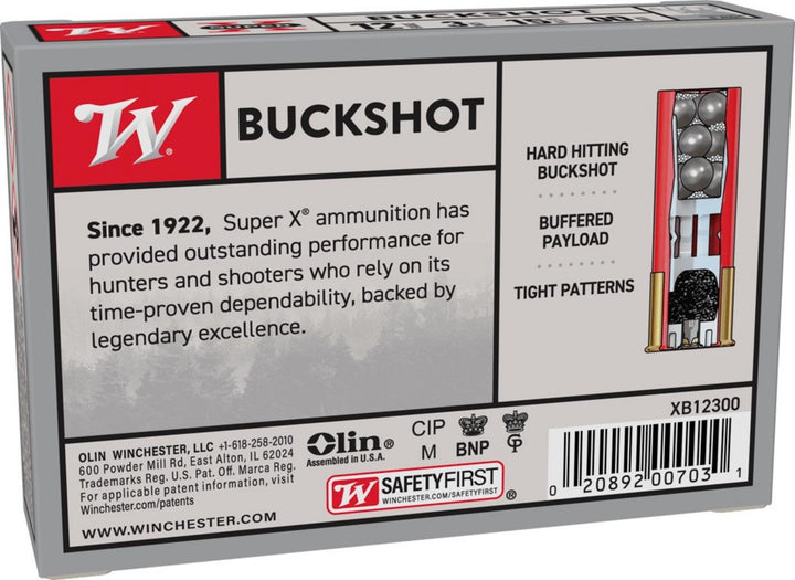 Winchester Super-X 12b 00 Buck 15 Pellet 76mm Cartridges