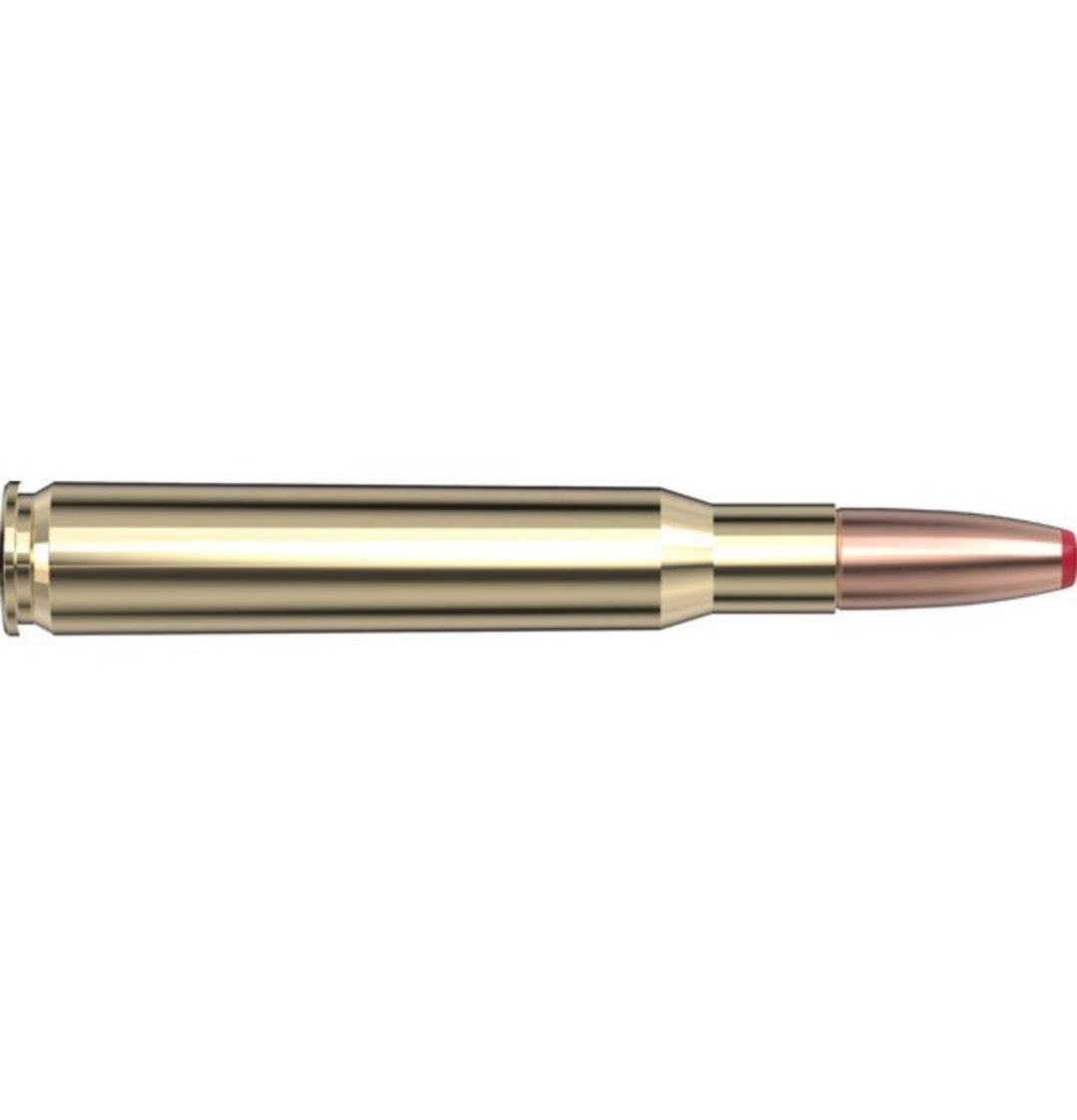 Hornady .30-06 Springfield 165gr ECX cartridge, side-profile render of the brass case with a copper monolithic bullet and red polymer tip
