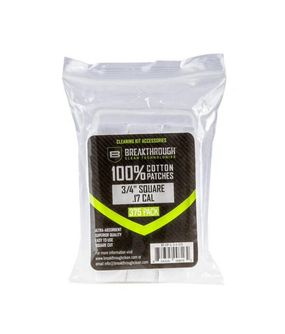 Breakthrough Clean Cotton Patches 0.75" .17 Cal / .177 Airgun (375)
