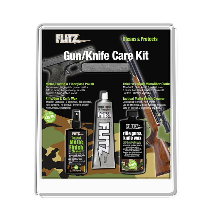 Flitz Knife & Gun Care Kit - Matte Cleaner, Gun Wax & Metal Polish