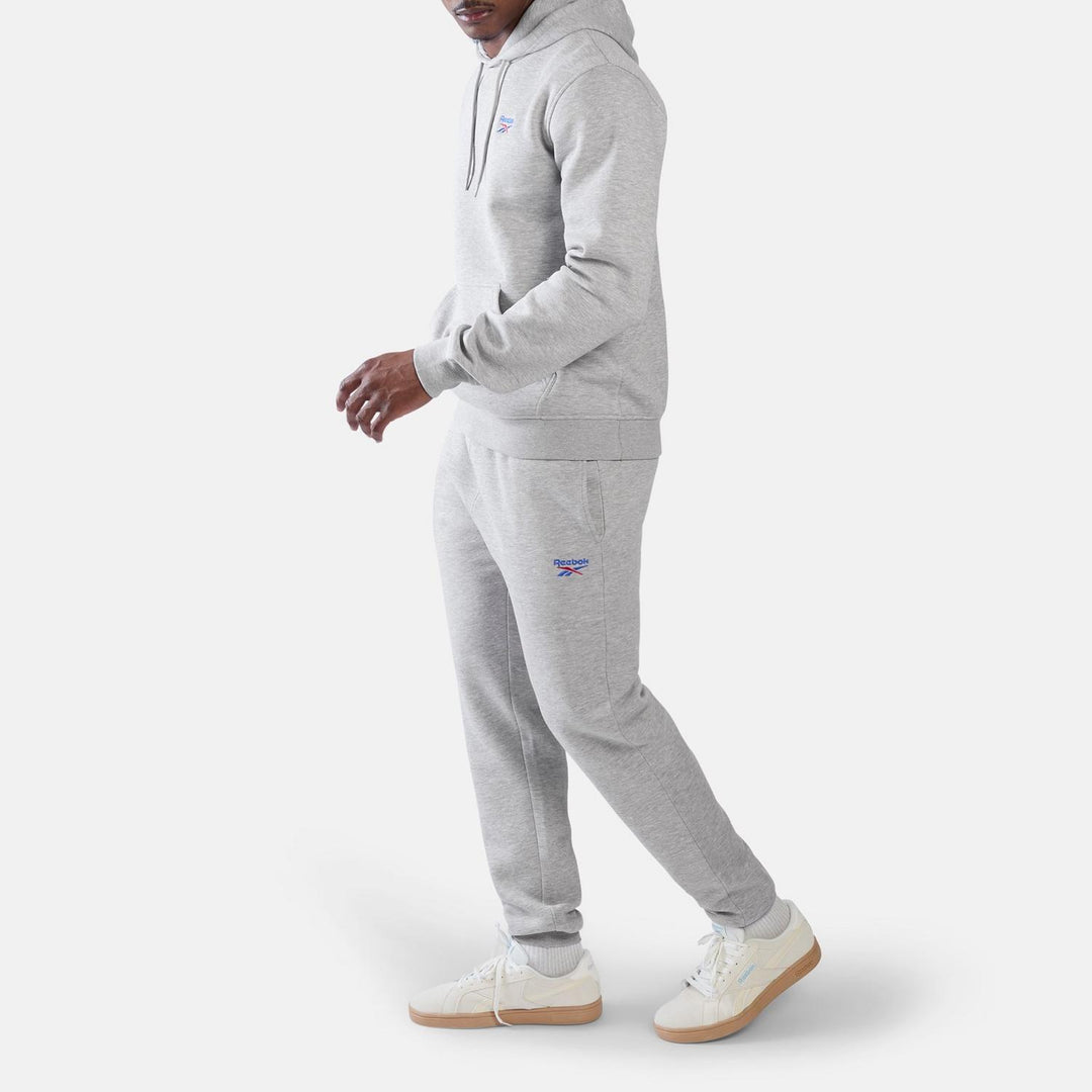 ID 2-COL LOGO FLEECE HOODIE LIGHT GREY MARL