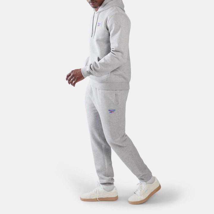ID 2-COL LOGO FLEECE HOODIE LIGHT GREY MARL