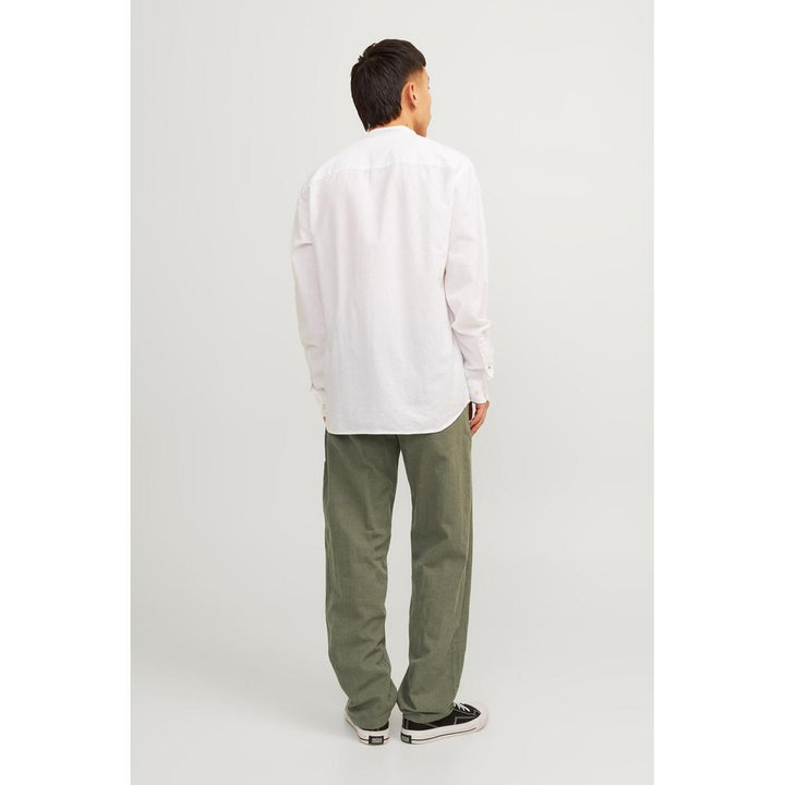 Jack & Jones Jack & Jones linen blend relaxed fit trousers in Olive Green Average Green