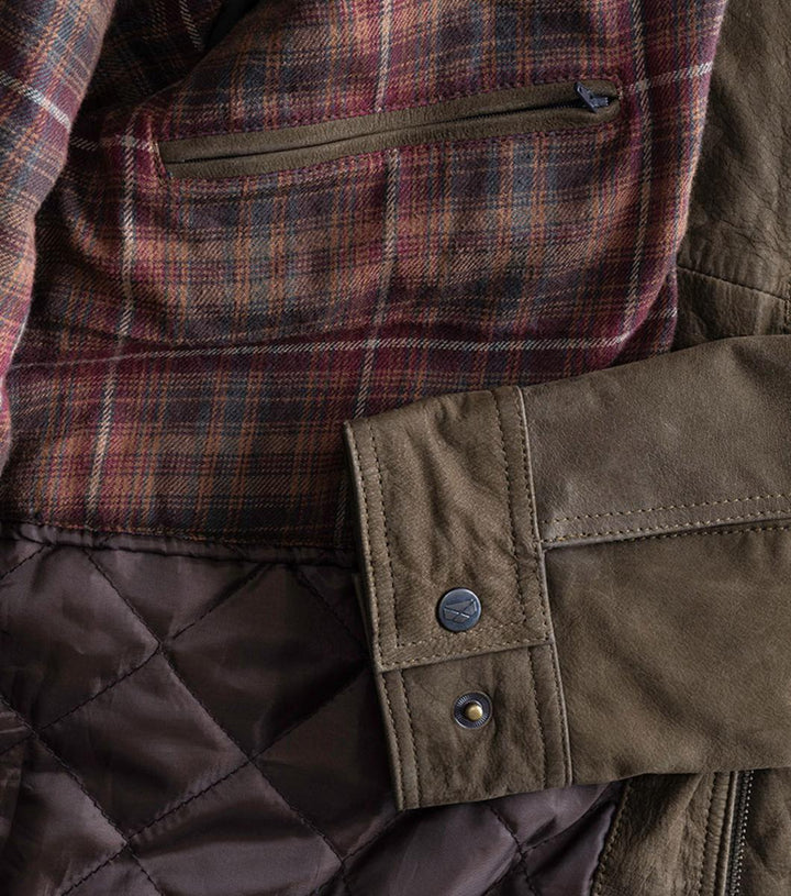 Hoggs of Fife Dunkeld II Leather Jacket - Khaki