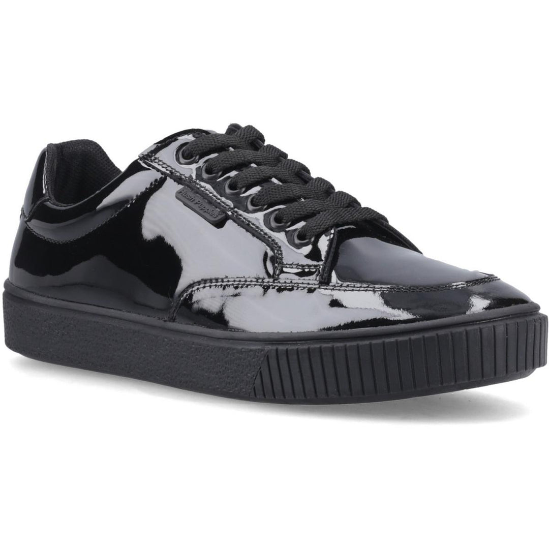 Hush Puppies EVELYN LACE TRAINER JNR Black Patent