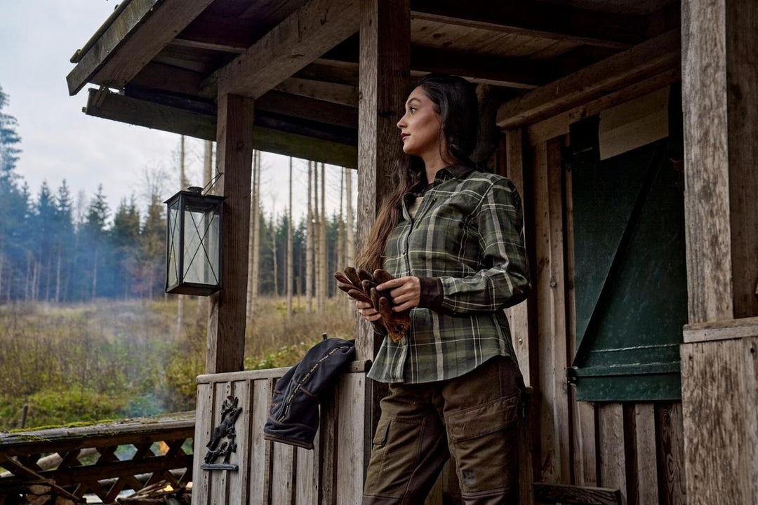 Harkila Pajala L/S shirt W Olive check