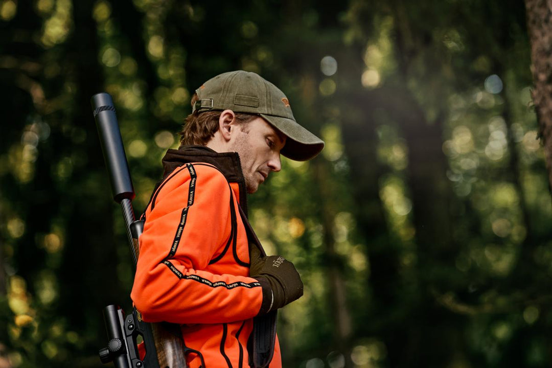 Harkila Kamko Blaze rev. fleece jacket Orange blaze/Willow