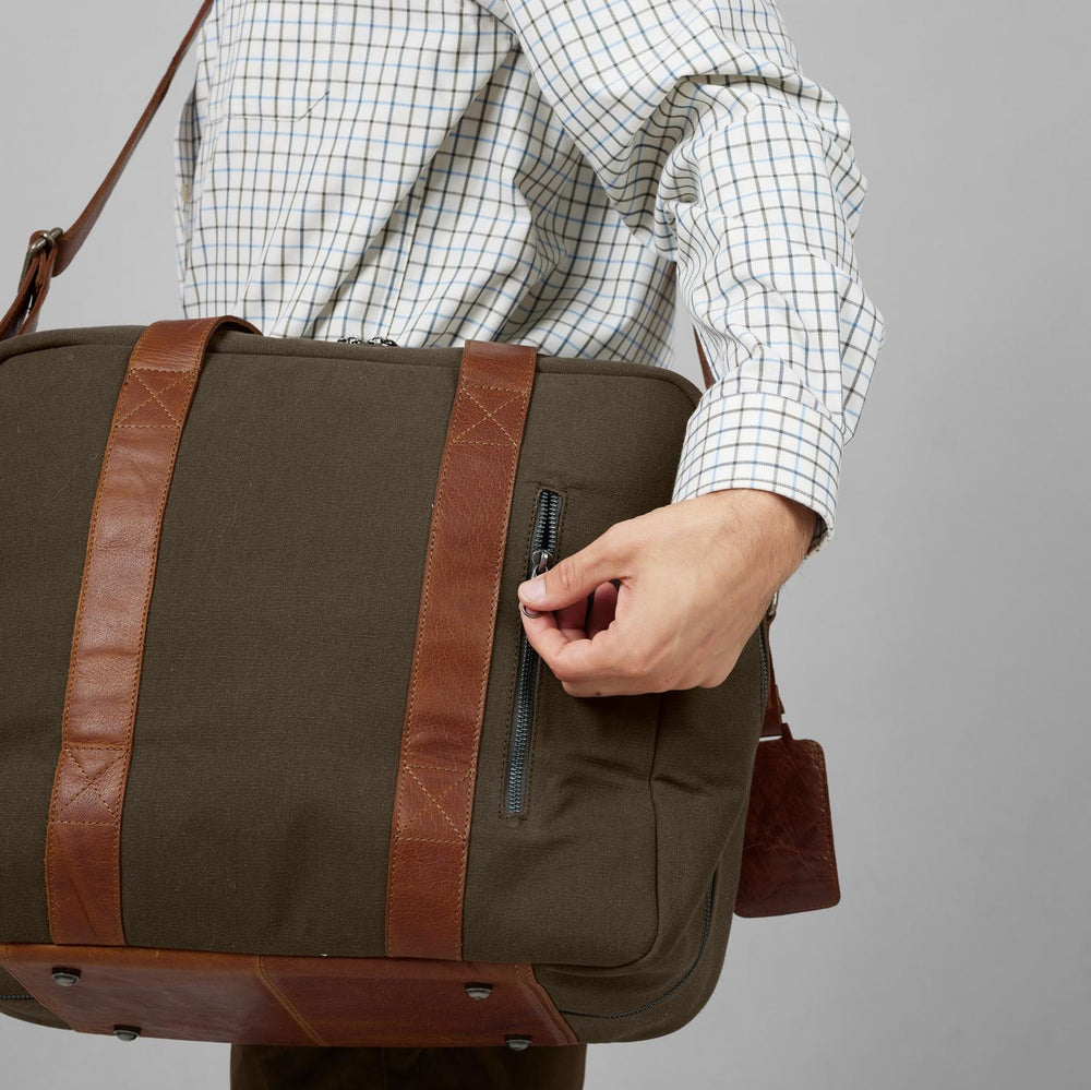 Härkila Weekend Bag 30L Canvas & Leather Duffel, Warm Olive – view 2