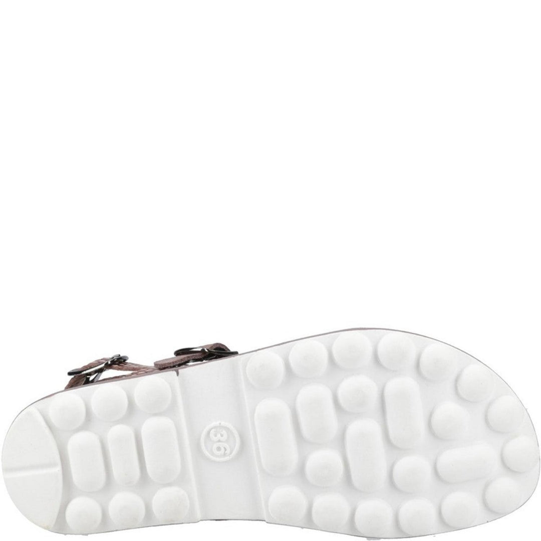 Sole shown from below: white ridged rubber outsole of the Fantasy Marlena sandal with a size 36 stamp at the heel