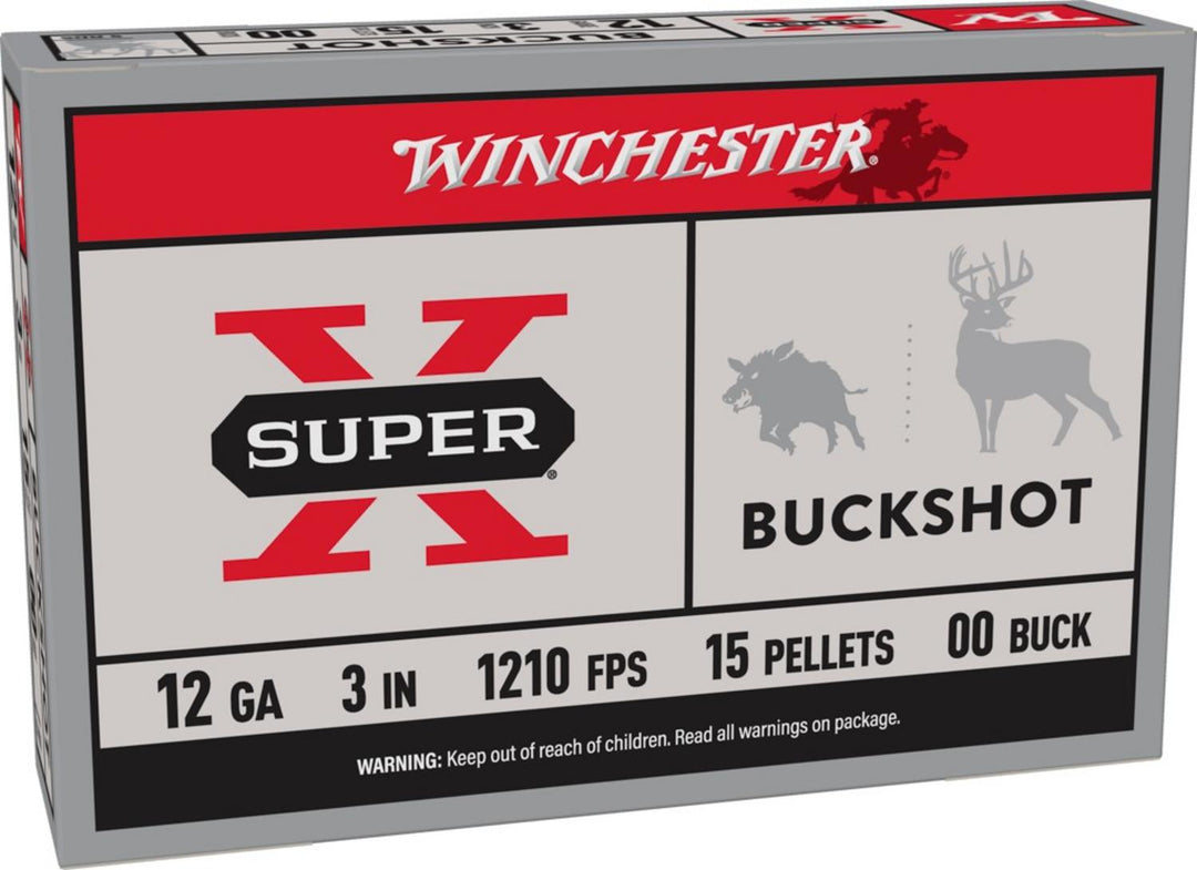 Winchester Super-X 12b 00 Buck 15 Pellet 76mm Cartridges