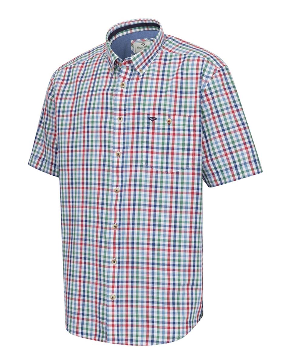 Hoggs of Fife Aberdour Short Sleeve Checked Shirt Blue/Basil