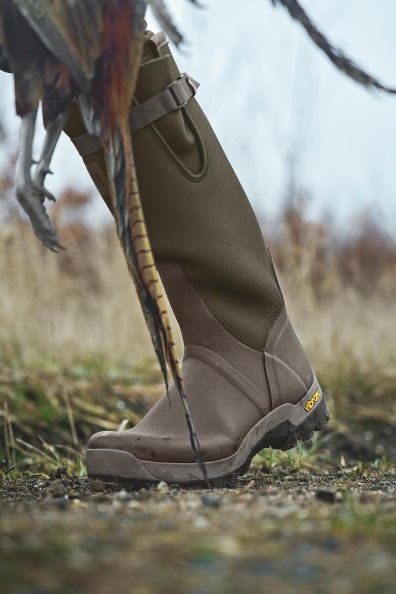 Harkila Forester Textile Rubber Boot in Willow Green/Deep Brown - Rubber Boots