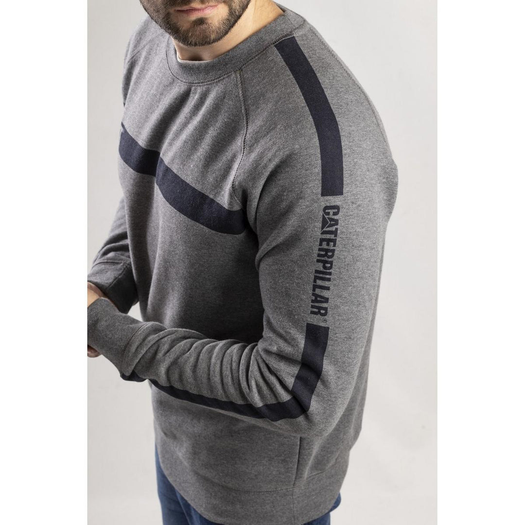 Caterpillar Icon Stripe Crew Neck Sweater Dark Heather