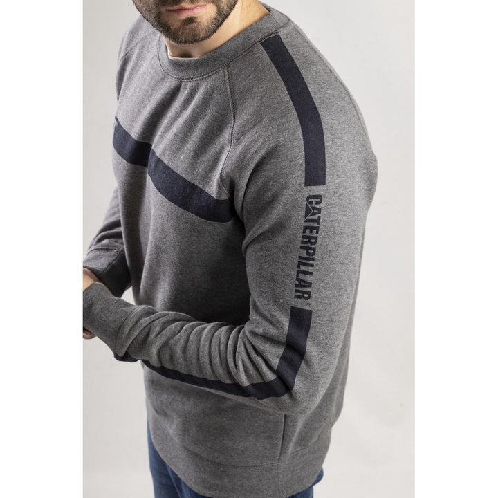 Caterpillar Icon Stripe Crew Neck Sweater Dark Heather