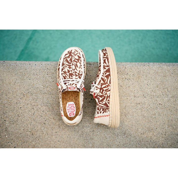 HEYDUDE Wendy Espadrille Retro Palm Shoes Downtown Brown/Egret