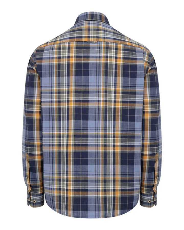 Hoggs of Fife Crail Lightweight Check Shirt Navy/Gold – view 2