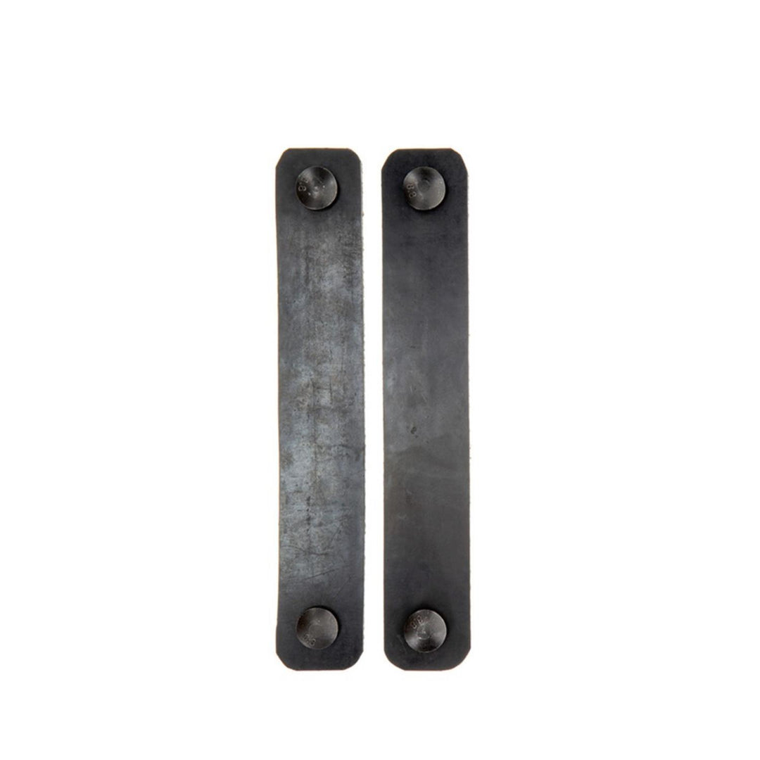 Caldwell Shepherds Hook steel target hanger, a pair of flat bare-steel mounting bars with bolts fitted at each end, shown upright side by side