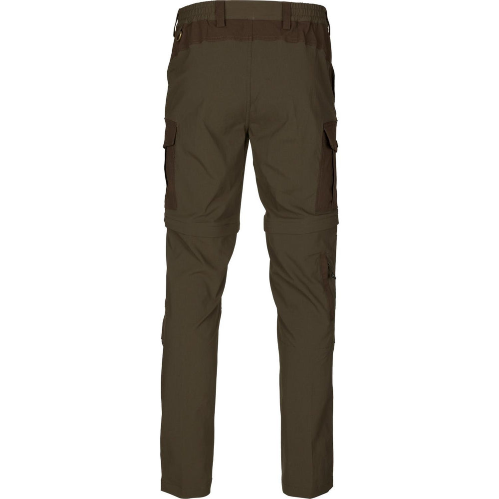 Seeland Birch zip-off trousers, flat back view showing the dark brown seat reinforcement, rear pockets and zip-off leg seams