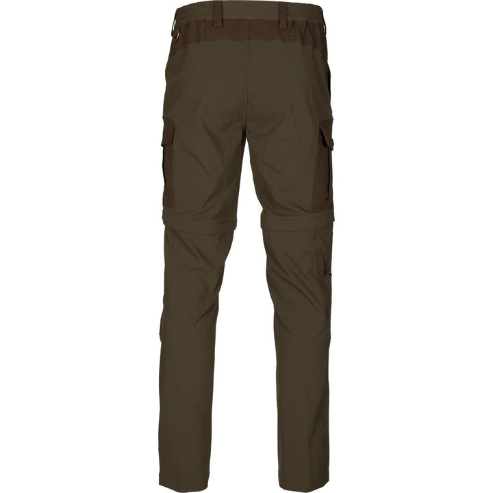 Seeland Birch zip-off trousers, flat back view showing the dark brown seat reinforcement, rear pockets and zip-off leg seams