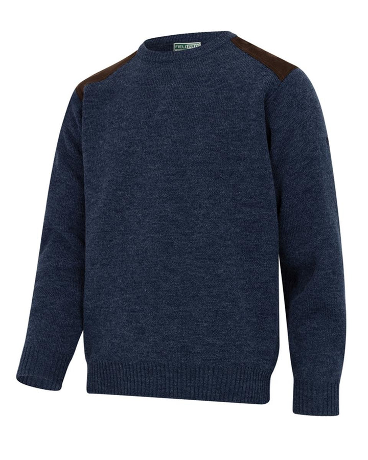 Hoggs of Fife Melrose II Crew Pullover - Storm Blue Marl