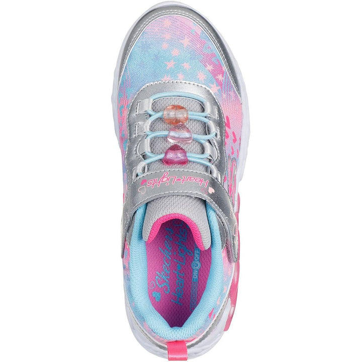 Skechers Infinite Heart Lights Heart Jewels Trainer Silver/M