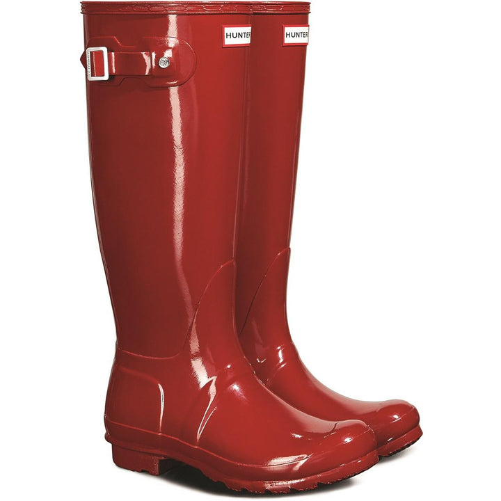 Hunter Original Tall Gloss Wellington Boots Military Red - Waterproof, Textile lining