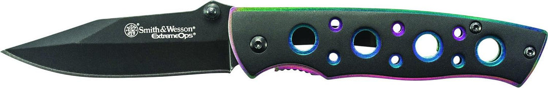 Smith And Wesson Extreme Ops Clip Point Iridescent Handle