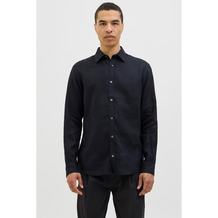 Jack & Jones Jack & Jones linen shirt in Black Black