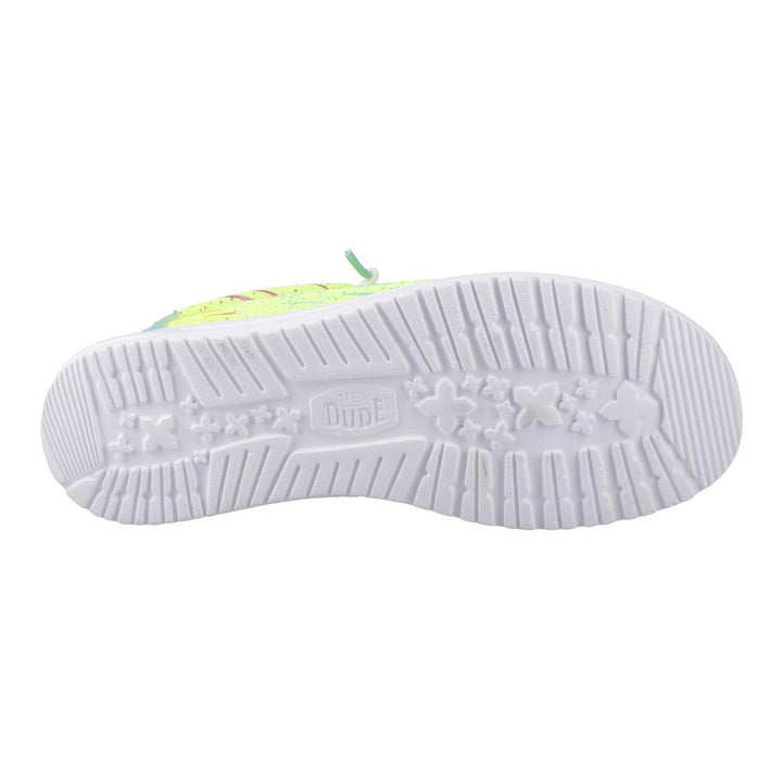 HEYDUDE Wally Party Mesh Shoes Lime Punch/White
