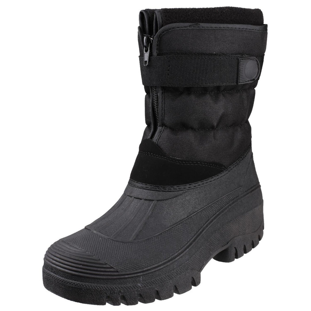 Cotswold Chase Touch Fastening Zip-Up Winter Boot Black – view 3