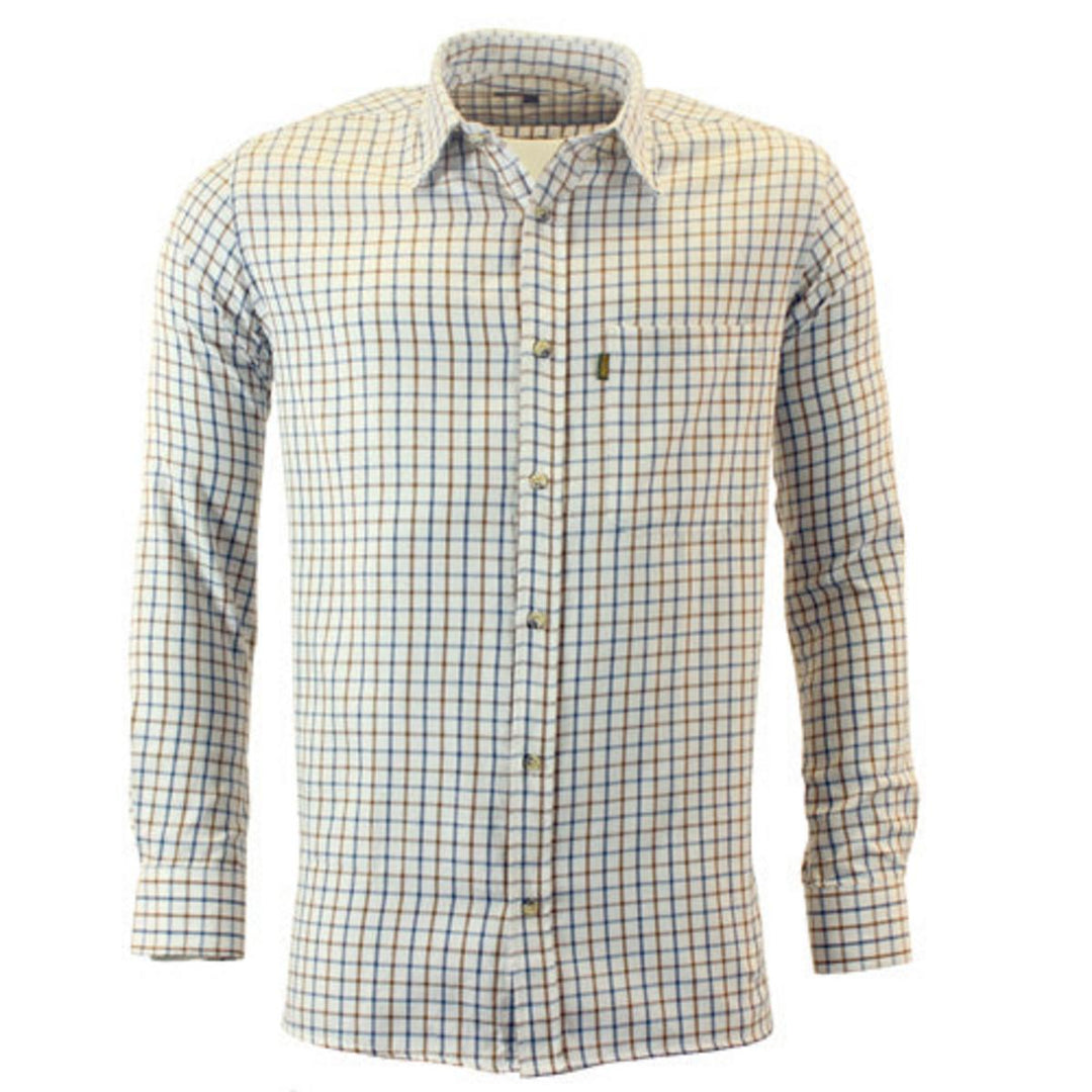 Game Technical Apparel Mens Game Tattersall Shirt - Brown/Navy