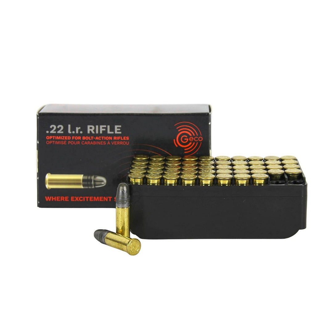 Geco Rifle .22LR 40gr Lead Round Nose Target Rimfire Ammo, 100 Rounds