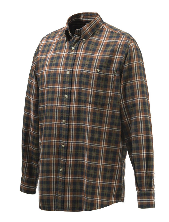 Beretta WOOD FLANNEL BUTTON DOWN SHIRT Tobacco – view 3