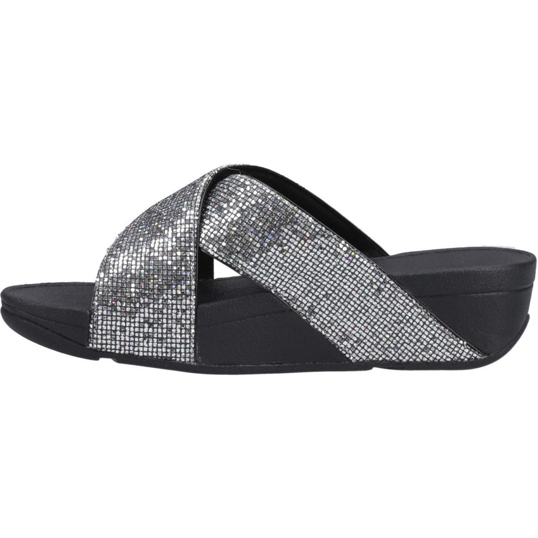Fitflop Lulu Glitterball Cross Slides Silver