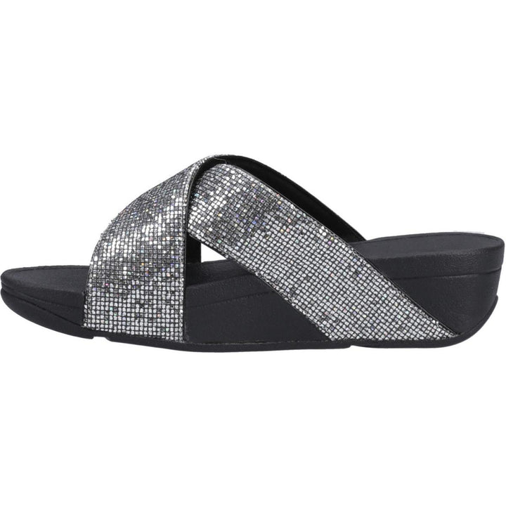 Fitflop Lulu Glitterball Cross Slides Silver