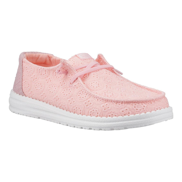 HEYDUDE Wendy Eyelet Lace Shoes Pale Pink