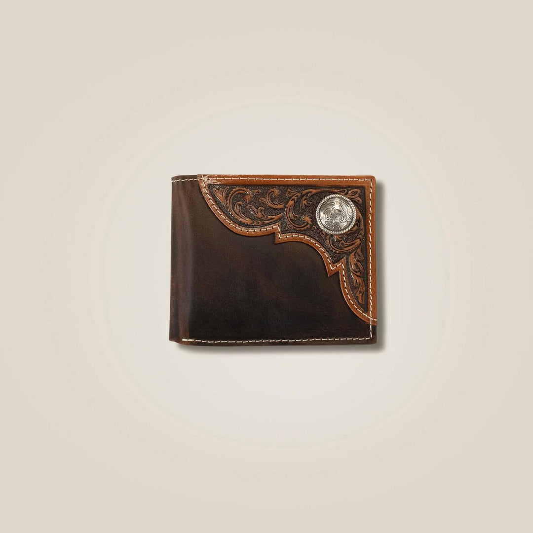 Ariat M F Filigree Crnr Bifold Wallet Drk