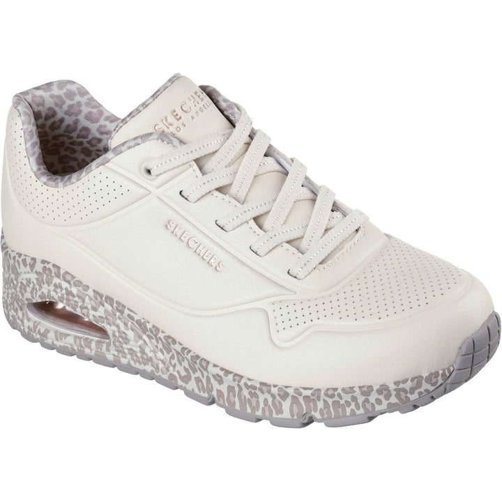 Skechers Uno Safari Time Trainers White/Leopard