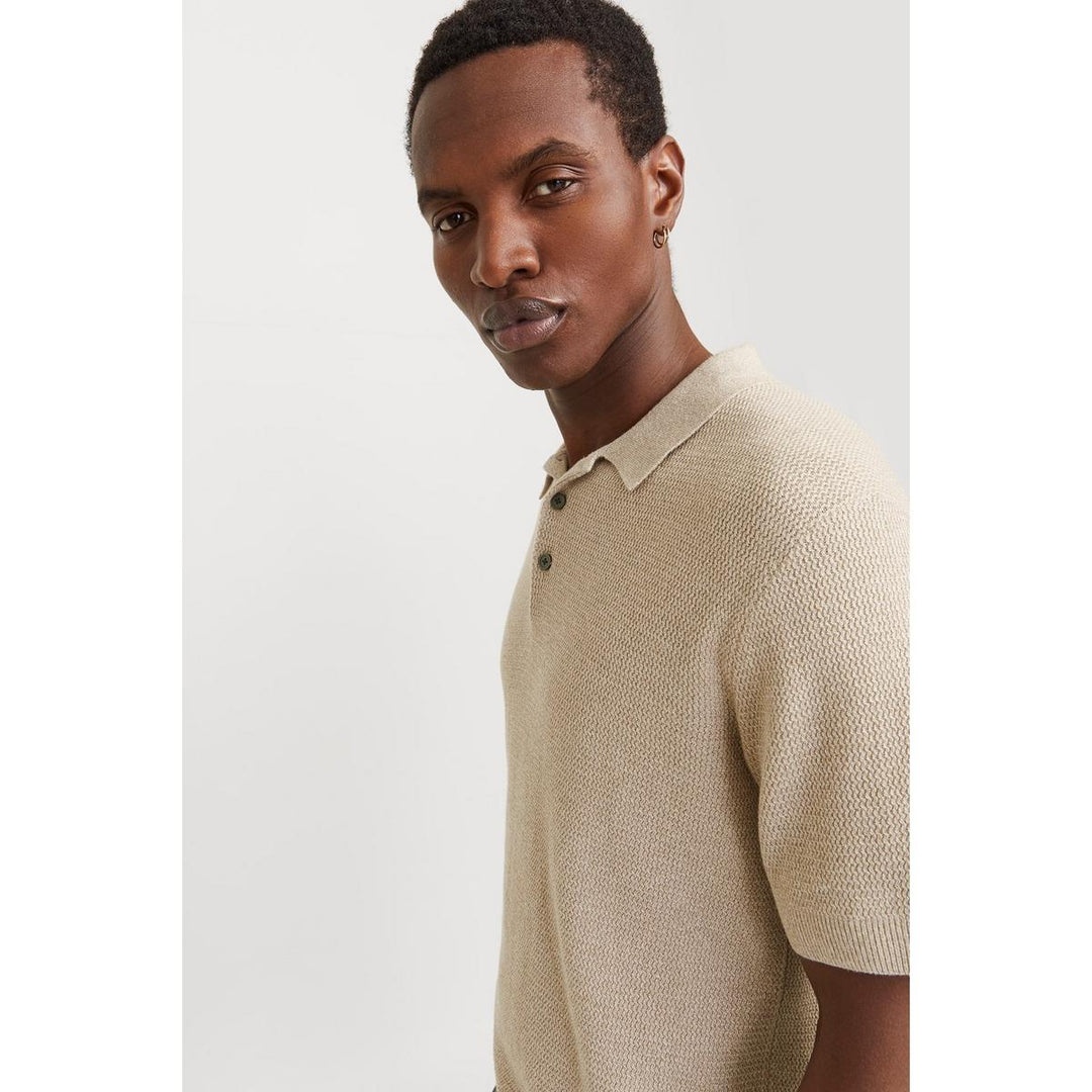 Jack & Jones Jack & Jones Premium knitted polo in Beige Greige